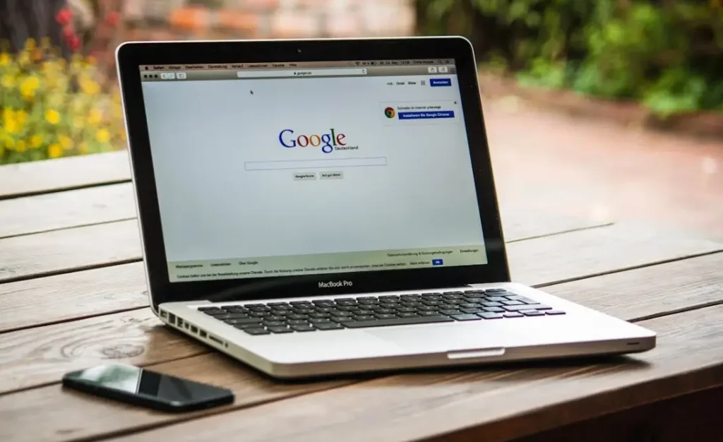 Laptop with the google website open
